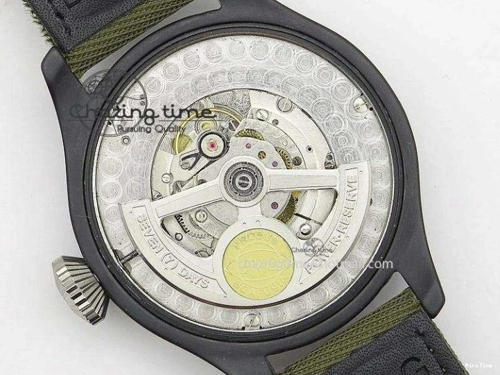 MIROTIME 0301 Big Pilot Top Gun Miramar PVD Plated Titanium on Green Nylon Strap A23J Refined 7398